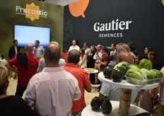Le stand de Gautier Semences durant le lancement la marque Frutastic pour une nouvelle gamme de courgettes