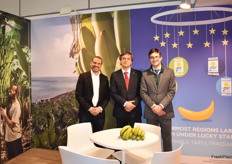 Karym Bagoee, Domingo Martin Ortega et Javier Carmona Pradal venus faire la promotion des filières de bananes françaises, espagnoles et portugaises sur le stand Exotic Taste of Europe