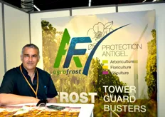 Yann Sellecchia sur le stand d'Agrofrost, spécialiste dans la lutte antigel
