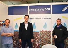 Yves Tassart, Adrien Fistola et Marcos Amaro sur le stand SNF lors du Fruit Logistica